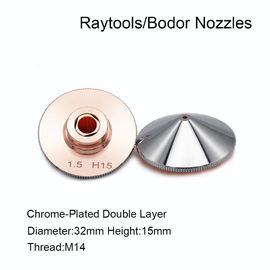 सीई लेजर काटने भागों Raytools नोजल सिंगल / डबल लेयर Dia.28mm H15 M11 कैलिबर 0.8-4.0 मिमी